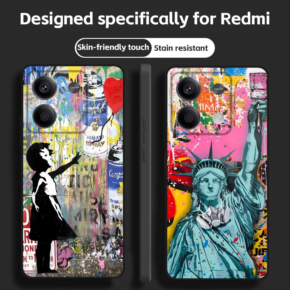 Banksy graffiti arte caso de t - Xiaomi Redmi Note 14 avaliação e preço